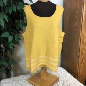 Apt 9 U-Ausschnitt Tanktop mit Fransenakzenten Damen Gr. XXL Gold & Weiß - Bild 1 von 12