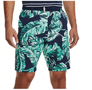 Under Armour Golf Shorts Mens 34 UA Stretch 10 Inch Academy Blue Floral Printed - Picture 1 of 4