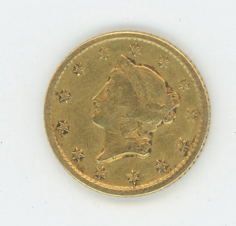 1849 $1 Dollar Gold. RAW Cover