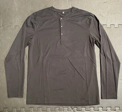 Camisa Lululemon Para Hombres Grande Negra Henley Botón a Presión Manga Larga Activa Informal Foto 1 de 4