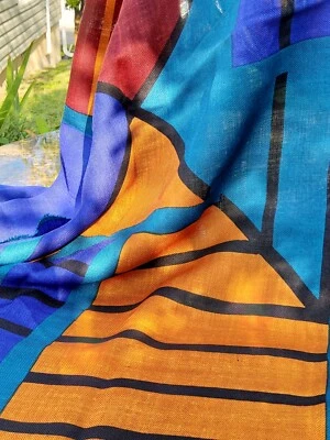 Bufanda o envoltura de lana tono joya Ellen Tracy años 70 de colección 40" X 40" Foto 1 de 4