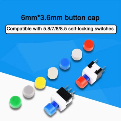 6mm x 3.6mm Switch Tactile Caps Push Button Micro Momentary Round Flat 7 colors - Image 1 of 4