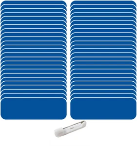 50 BLANK 1 X 3 BLUE / WHITE NAME BADGE KIT TAGS 1/4" CORNERS (U) PINS LABELS - Picture 1 of 7