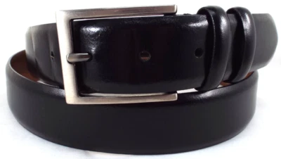 Usado en Excelente Condición Joseph Abboud Italiano Hecho a Mano Cuero Negro 1 3/8" Básico-Cinturón Diario Talla 44 Foto 1 de 4