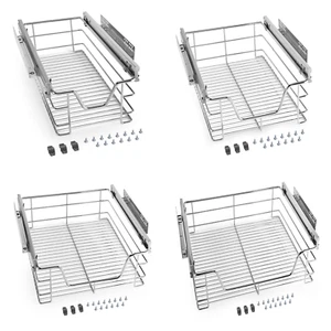 PULL OUT WIRE STORAGE BASKETS CUPBOARD KITCHEN LARDER 300 400 500 600 800 900mm - Picture 1 of 6