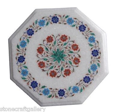12" Marble Center Coffee Table Top Pietra Dura Inlay Art For Home Decor & Gifts - Image 1 of 3