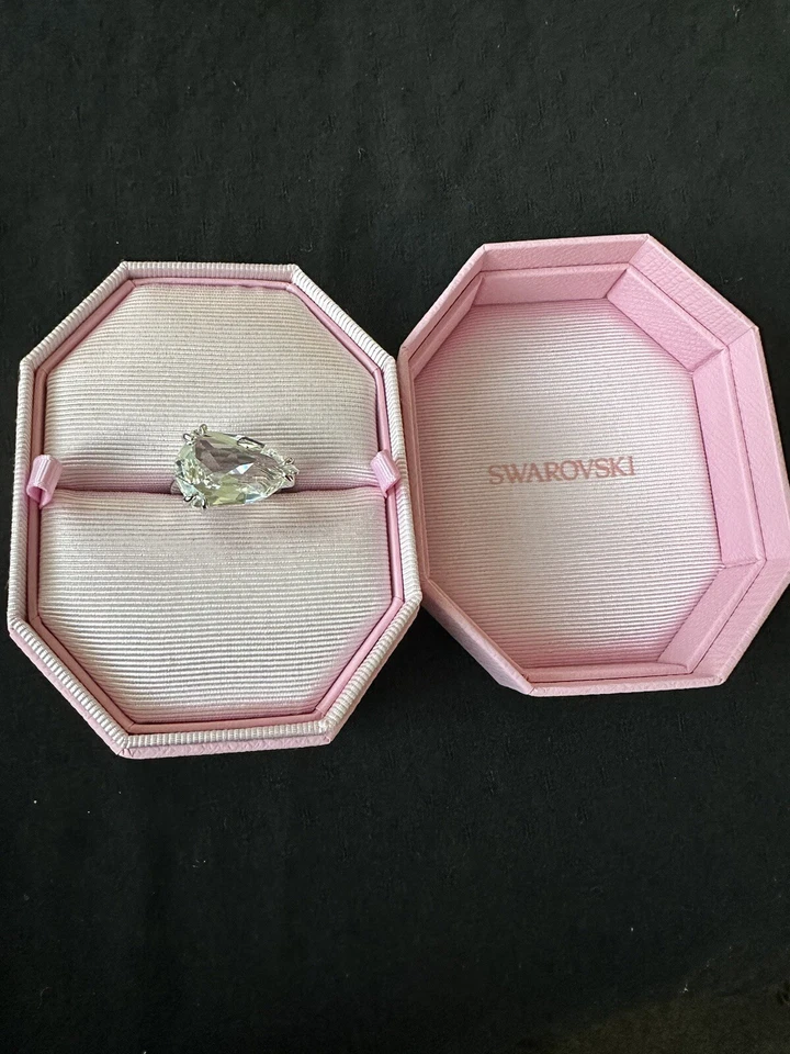 с ярлыками Swarovski Mesmera белый родия покрытием коктейльное кольцо размер 58 бренд G2U - Изображение 1 из 4