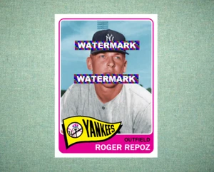 Roger Repoz New York Yankees 1965 Stil individuelle Baseball Kunstkarte - Bild 1 von 2