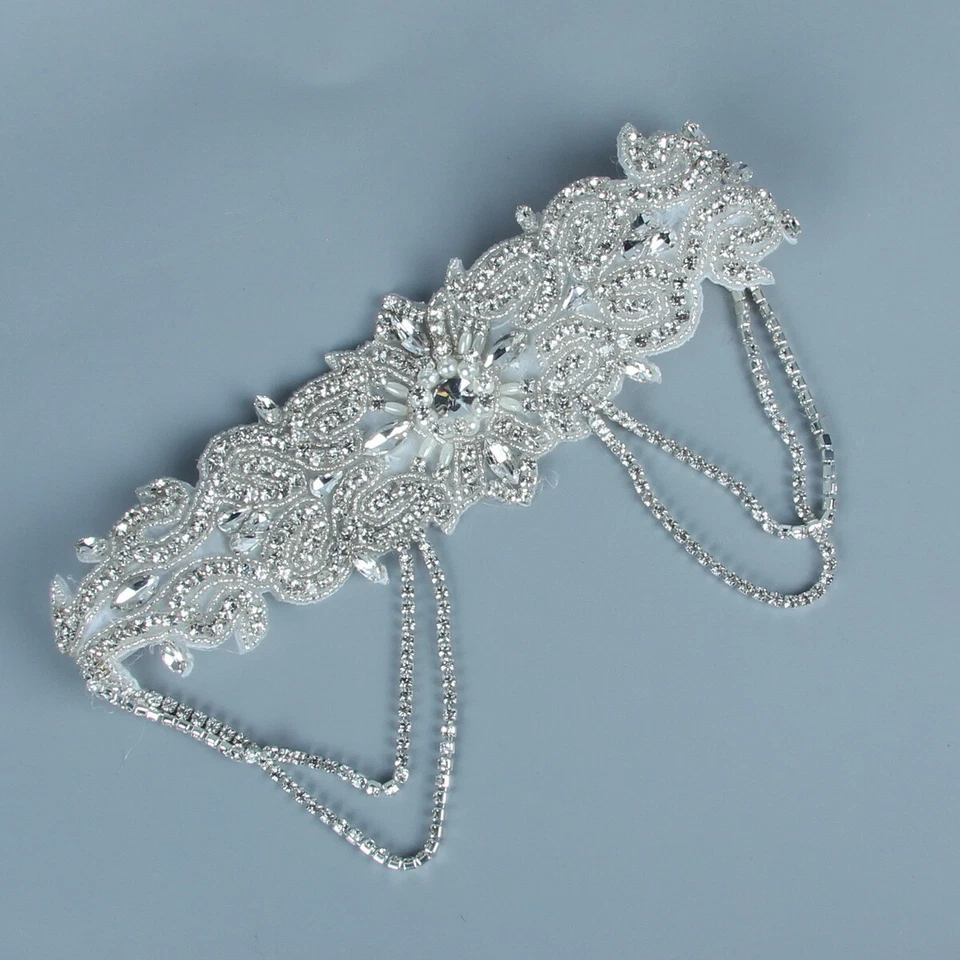 Diadema de boda de los años 20 plata nupcial gran Gatsby años 20 solapa tocado gángster Foto 1 de 1