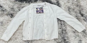 Girls White Cardigan W/Pearl-Like Buttons Size M(5/6) Kids - Picture 1 of 5