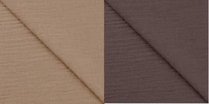 Musselin Paket 2 Stoffe je 1 m + 1,35 m Breite Taupe - Braun Double Gauze - Bild 1 von 1