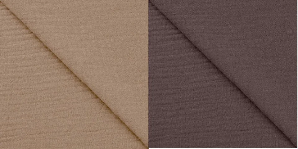 Musselin Paket 2 Stoffe je 1 m + 1,35 m Breite Taupe - Braun Double Gauze - Bild 1 von 1