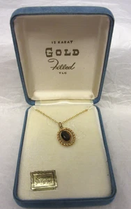 Vintage 12 Karat Gold gefüllt TLC Halskette echter Rauchtopas in Box signiert 16 Zoll - Bild 1 von 6