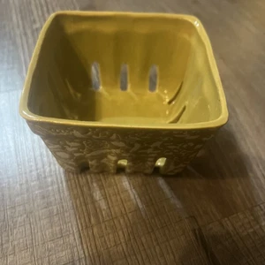 Keramik Anthropologie Beerenkorb eingestellt grün weiß Blumenmuster EUC - Bild 1 von 5
