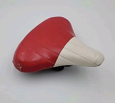 Asiento de bicicleta de dos tonos rojo y blanco de colección Foto 1 de 4