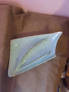 vintage ashtray turquoise and gold 12×8 made in USA retro style - Picture 1 of 10