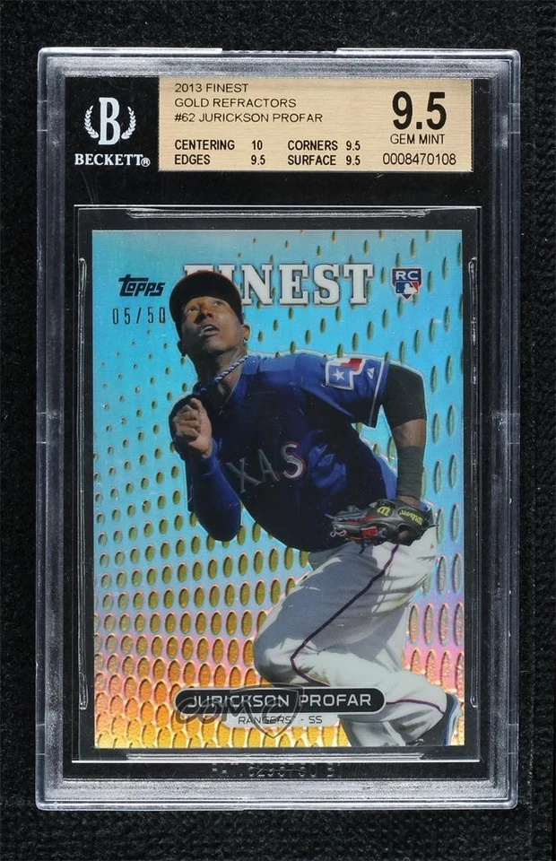 2013 Topps Finest Gold Refractor /50 Jurickson Profar BGS 9.5 GEM MINT Rookie RC - Image 1 of 2