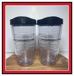 2X Porsche 16 Unzen Klar Schwarz Top Becher Tasse Deckel Doppelwandig BPA Frei Hergestellt in den USA! - Bild 1 von 24