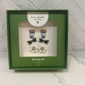 Kate Spade x Target Stud Earrings Set Sunglasses Flowers Coffee Cups 3 Pairs - Picture 1 of 3