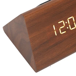 Triangle Wood Digital Clock Design Portable Wooden LED Clock For Home - Picture 1 of 12