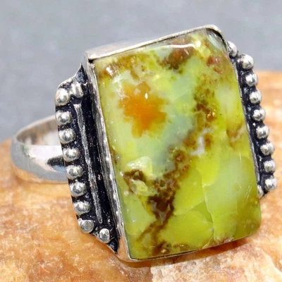 Кольцо с австралийским зеленым опалом покрытие серебро 925 США 11 новое поступление JW - Изображение 1 из 3