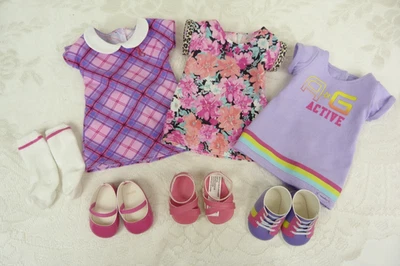 3 New Truly Me Meet Outfits from American Girl 18 Inch Dolls Plaid Dress Socks - Image 1 of 4