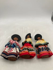 Set Of 3 Handmade Seminole Tribal Cloth Dolls By Seminole Tribe Of Florida - Picture 1 of 16