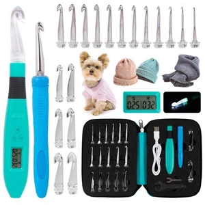 18 Size Light Up Counting Crochet Hook Set, Ergonomic Crochet Hooks to Track ... - Picture 1 of 7