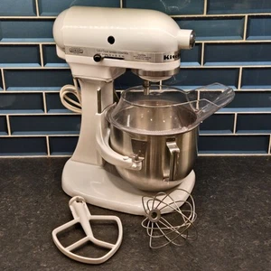 Kitchenaid Batidora Hobart K5SS Soporte Elevador 5 Cuartos Blanco 2 Accesorios Protector para Verter - Imagen 1 de 22