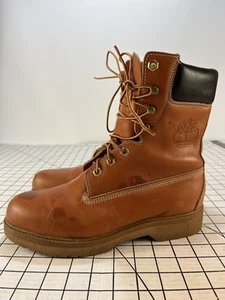 DISTRESSED TIMBERLAND VINTAGE BROWN LEATHER ENGINEER WORK BOOT Vibram 8.5 - Picture 1 of 12