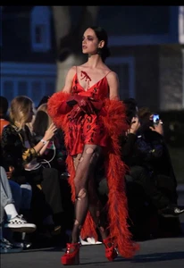 MOSCHINO COUTURE- NWT 2020 Red Print Satin Romper, Size 2 - Picture 1 of 6