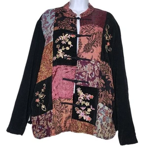 White Stag Womens Size L Earthy Tapestry Toggle Jacket Regency Brocade Asian (J1 - Picture 1 of 19