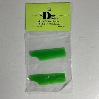 KB Dream Designs Green Tail Rotor Blades For Trex 450 RC Helicopters 4008 - Image 1 of 3
