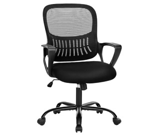 Office Chair, Mid Back Desk Chair, Ergonomic Mesh Computer Chair, Black Color