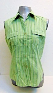 SO... GSJC Womens Button Down Sleeveless Blouse Top Size L Green - Picture 1 of 4
