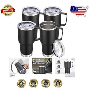 Durable 30 oz Insulated Travel Mugs with Handle - Cold and Hot Drinks Friendly - Picture 1 of 9