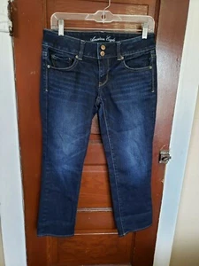 AMERICAN EAGLE Women's 4 Blue Cotton Spandex Artist Cut Crop Jeans - Picture 1 of 6