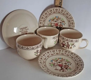 Johnson Brothers Sugar & Spice Ironstone 3 Cups & Saucers Cute Owl - Picture 1 of 7