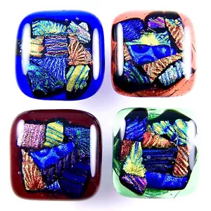 DICHROIC Glass Cabinet Knobs Drawer Pulls Rainbow Mosaic Shards Kitchen Bathroom - Picture 1 of 12