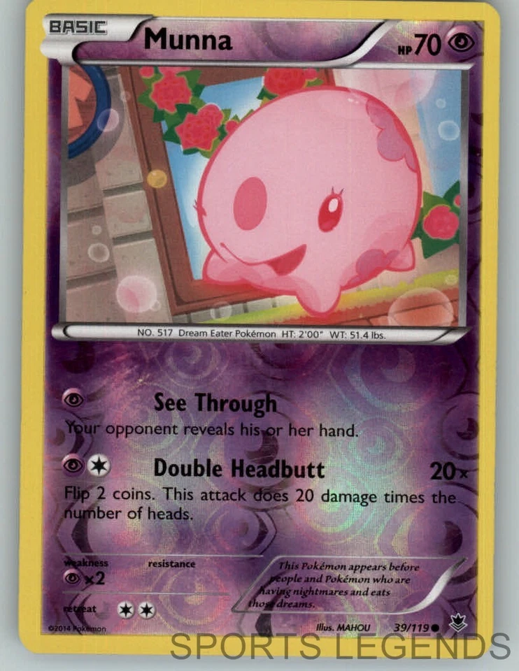 2014 pokemon Phantom Forces reverse holo Munna 39/119 - Image 1 of 1