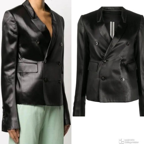 RRP US$2.750 Rick Owens blazer doppiopetto nero nuovo con etichette IT38