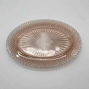 Anchor Hocking Miss America Pink Oval Serving Platter 12x9.25" Depression Glass - Picture 1 of 14