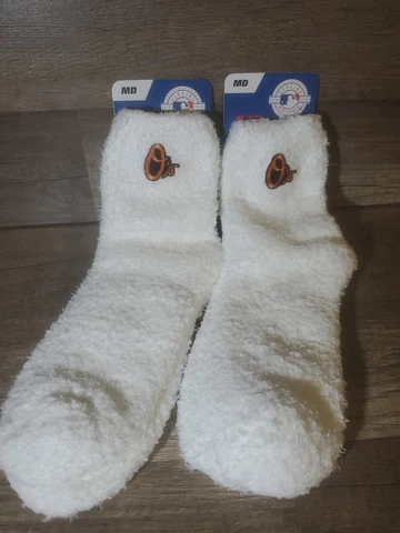 2 PAIR Baltimore Orioles MLB FBF Fuzzy Sleep Socks Medium 5-10 NEW Cover