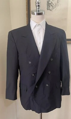 Brooks Brothers Vintage Deadstock Double Breasted Wool Suit Jacket in Black 44 L - Image 1 of 4