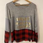 Exclusive One Women's Graphic Holly Jolly Christmas Long Sleeve Blouse XL