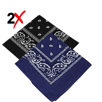 2 Pack Bandana 100% Cotton Paisley Print Double-Sided Scarf Head Neck Face Mask - Image 1 of 4