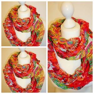 Loop,,Scarf,Schal,Bolero, Tuch,Überwurf,Scarf :Pfau-Bunt Rot + - Bild 1 von 2