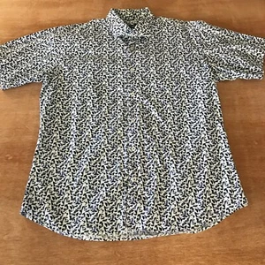 Jared Lang Shirt Men XL Blue Floral Button Up Short Sleeve Collared Preppy - Picture 1 of 11