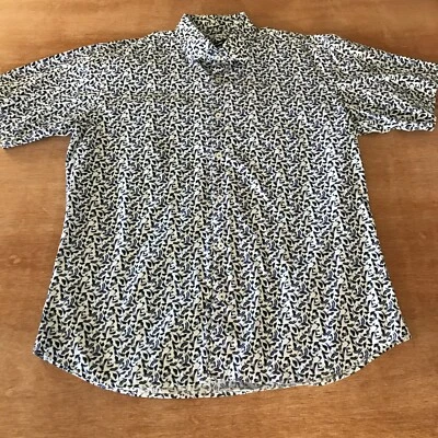 Jared Lang Shirt Men XL Blue Floral Button Up Short Sleeve Collared Preppy - Image 1 of 4