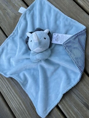 Carters DINOSAURIO Bebé Lovey Manta de Seguridad Rayas Azules Triceratops 67989 Nuevo Foto 1 de 4